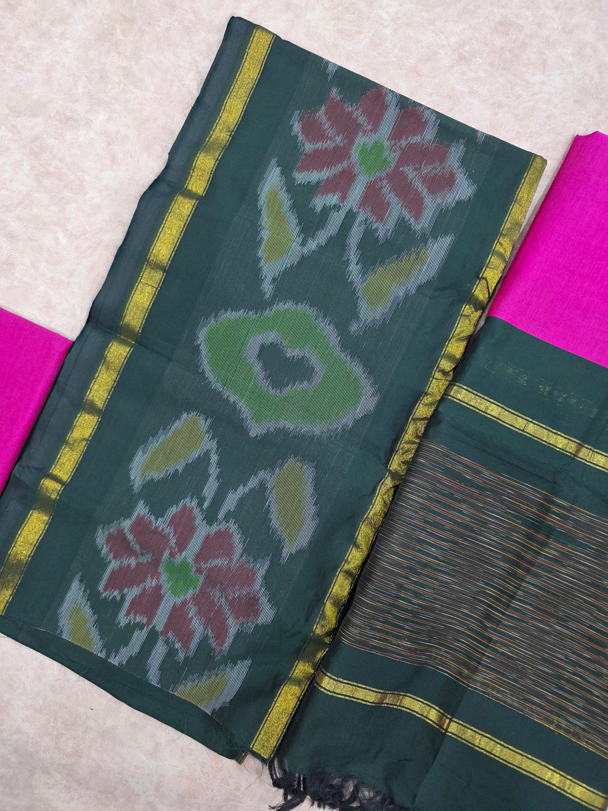 Pochampally sico set with ikkat damn -WW495
