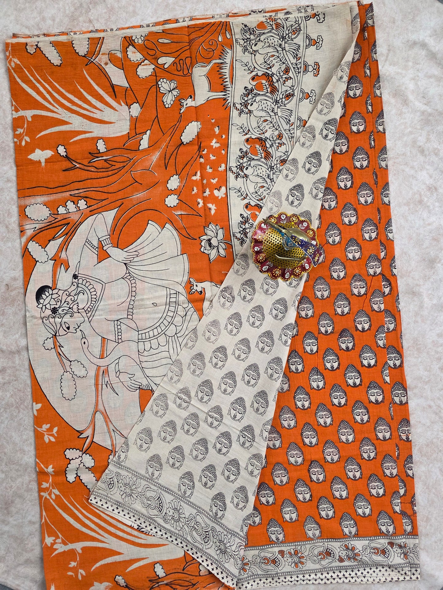 Pure kalamkari cotton saree  - 16