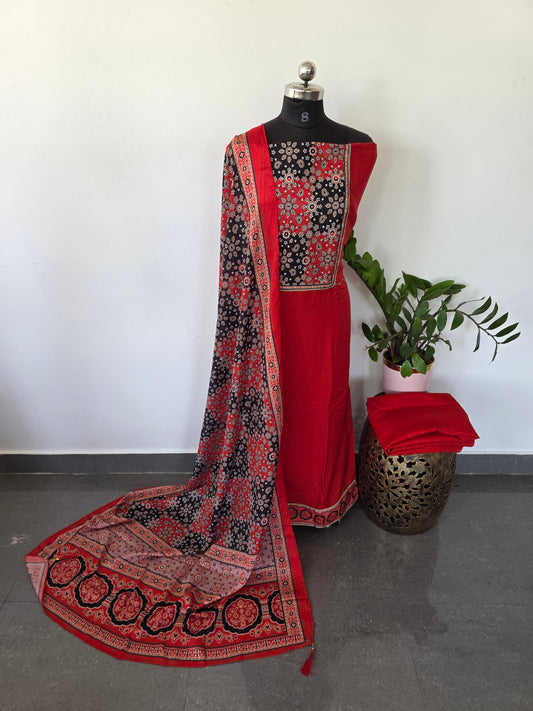 Fancy vichtra ajrakh silk set - CLA121