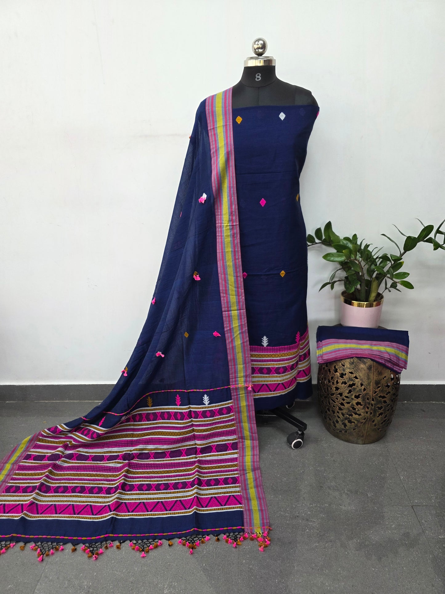 Handcrafted embroidery work bhujodi cotton salwar set (3 pc set) - BB417