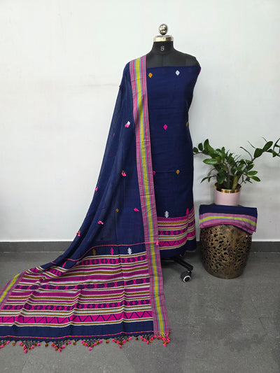 Handcrafted embroidery work bhujodi cotton salwar set (3 pc set) - BB417