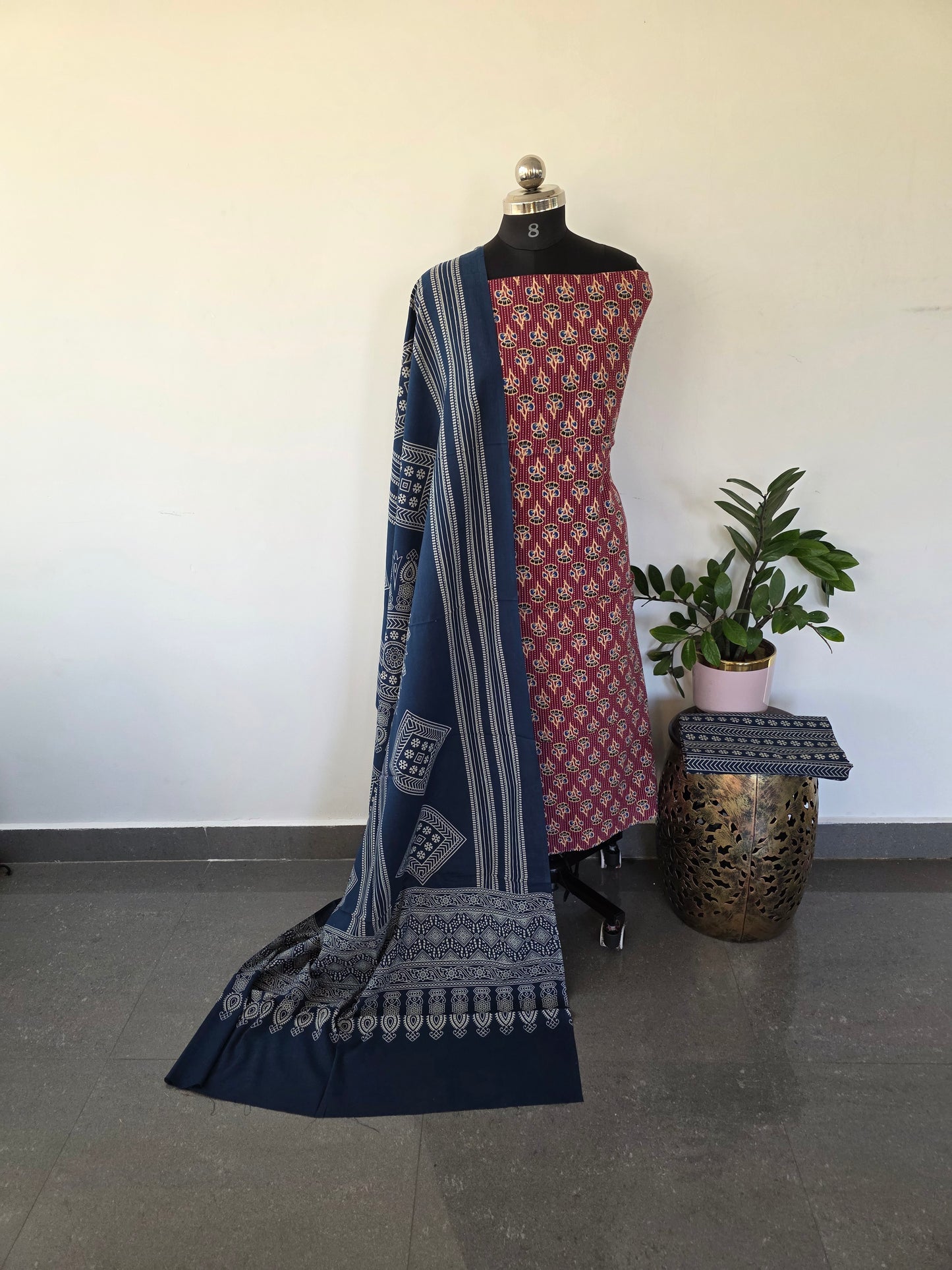 Pure kantha Ajrakh cotton set - VC15
