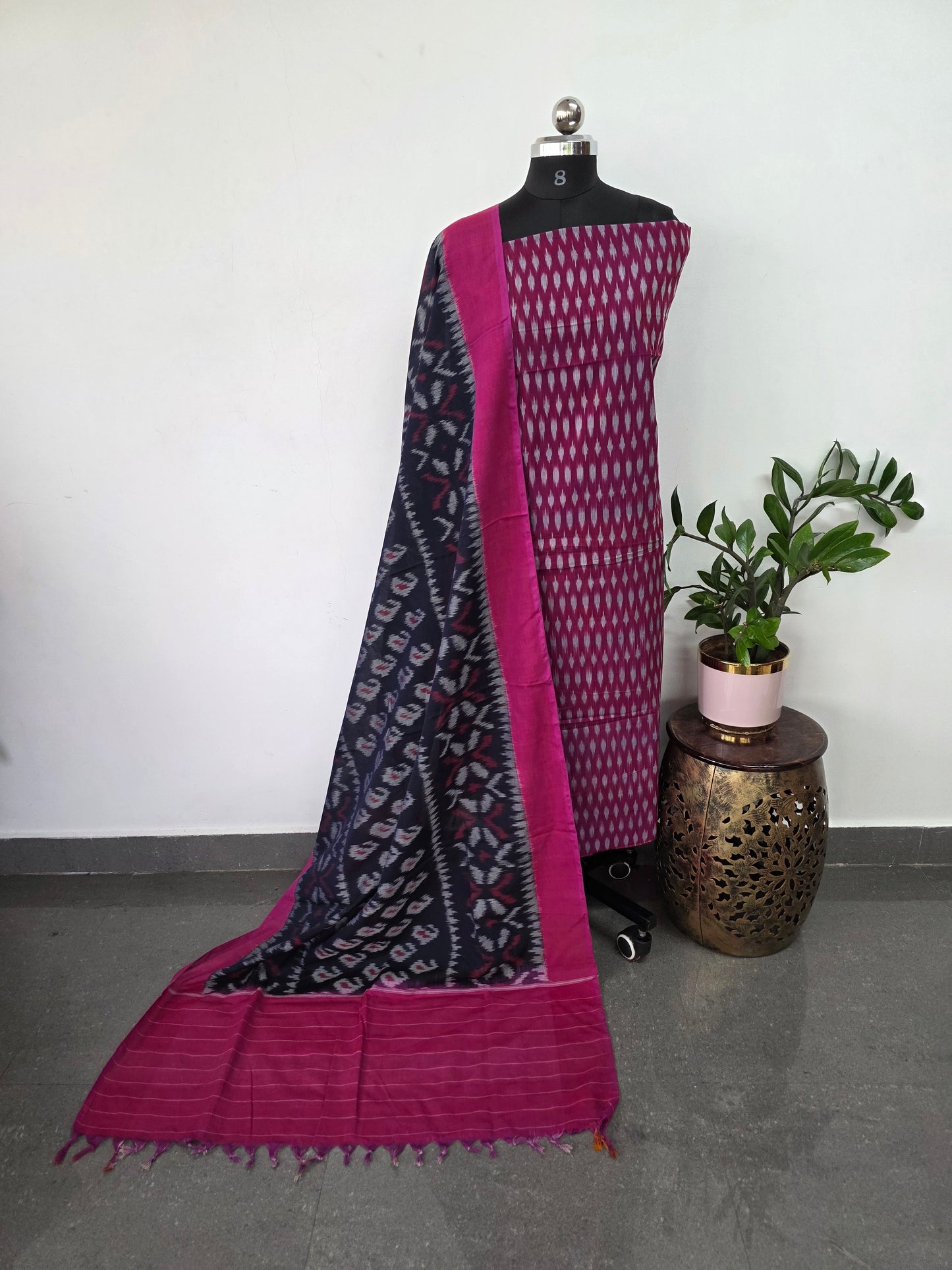 Handloom Mercerised ikkat cotton salwar set - KK197