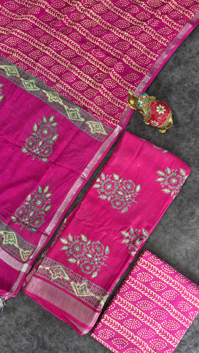 Handblock jaipuri linen cotton set -JA902