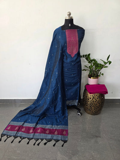 Banarasi Raw silk brocade suit(Blue)-DW8
