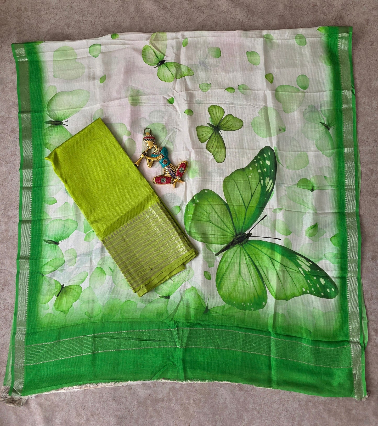 Handloom mangalagiri silk top with pure mangalagiri digital silk shawl - ML52