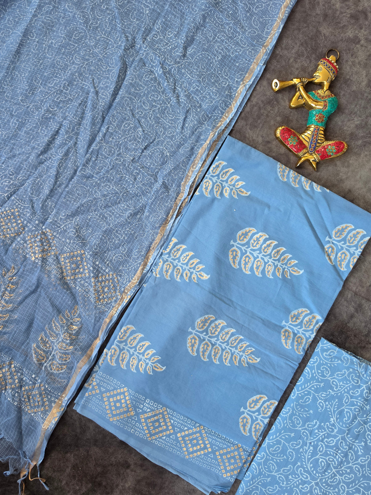 Handblock Jaipuri cotton with Kota duppatta- JA567