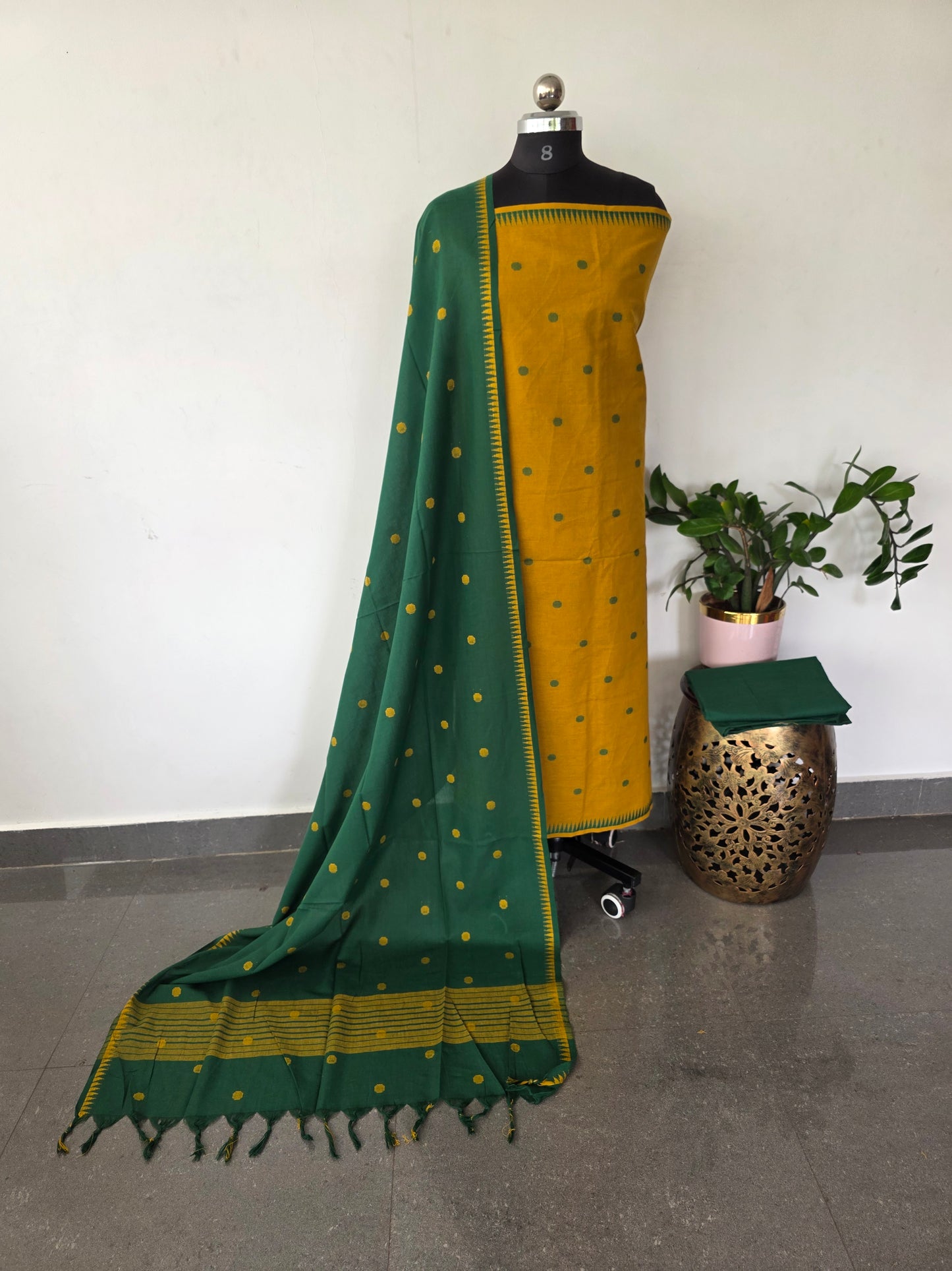 South cotton salwar set with jacquard butta- HA83