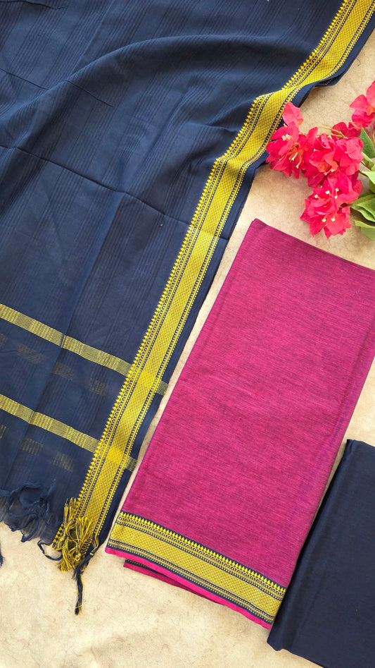 Pure handloom cotton with mangalagiri border - AA37