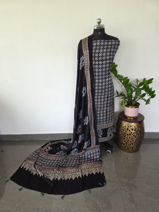 Handcrafted ajrakh modal silk set - HZ73