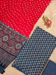 Handcrafted ajrakh cotton top with pure bandhani cotton shawl - BAA1