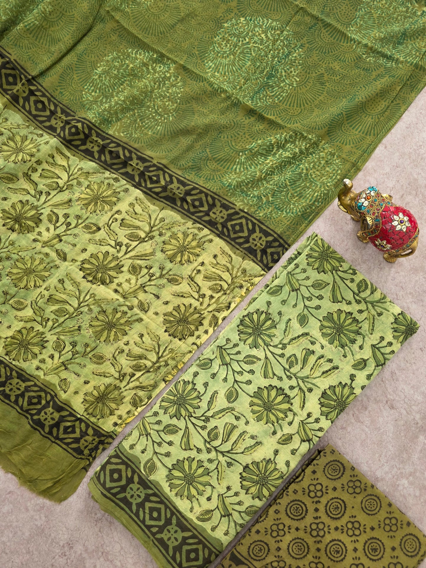 Nashpal Ajrakh Handblock Jaipuri pure cotton set - JA946
