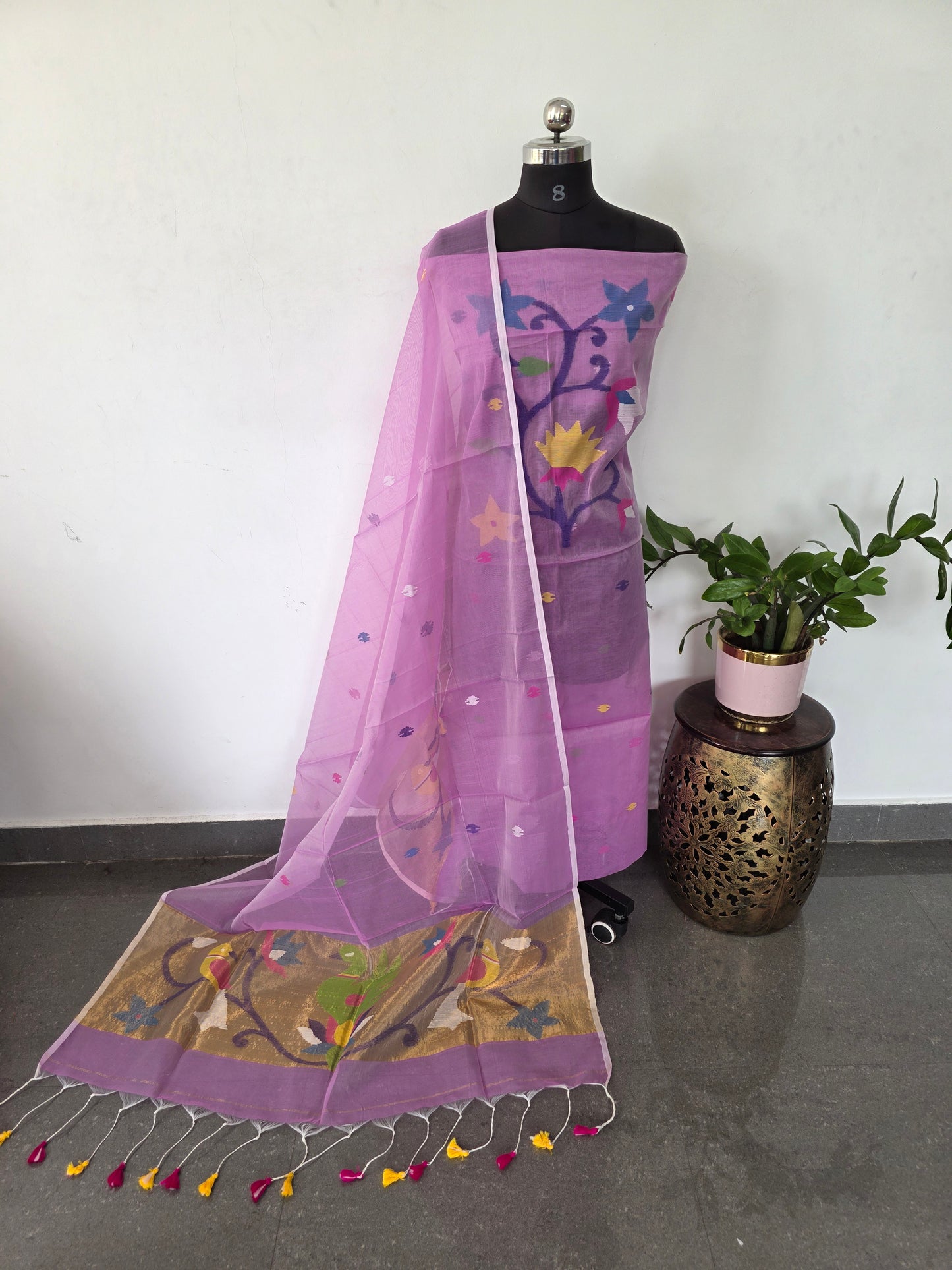 Handloom muslin paithani jamdhani set - JMM364