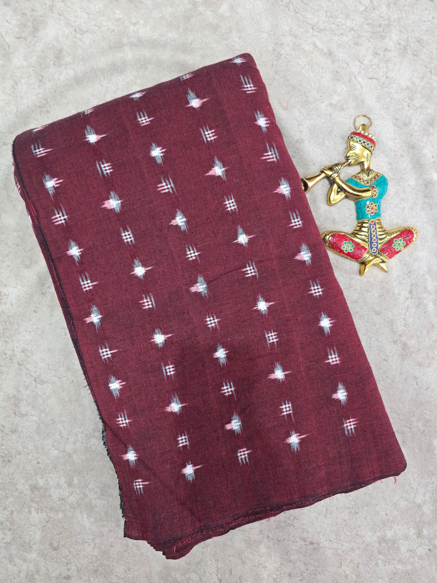 Pochampally double ikkat  running material ( 0.5 mtrs)- NV297