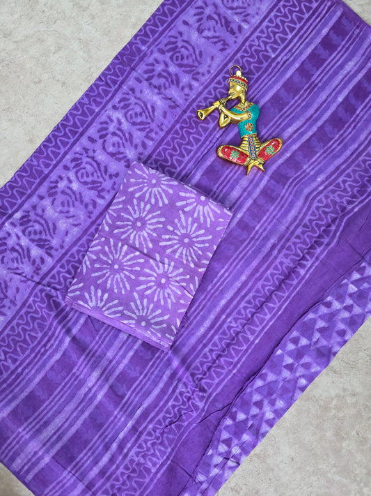 Handblock Jaipuri pure cotton saree - JA542