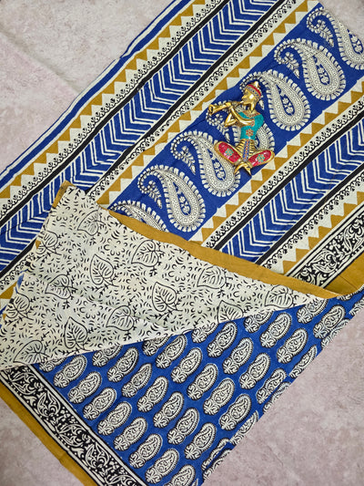 Handblock Jaipuri pure cotton saree - JA518