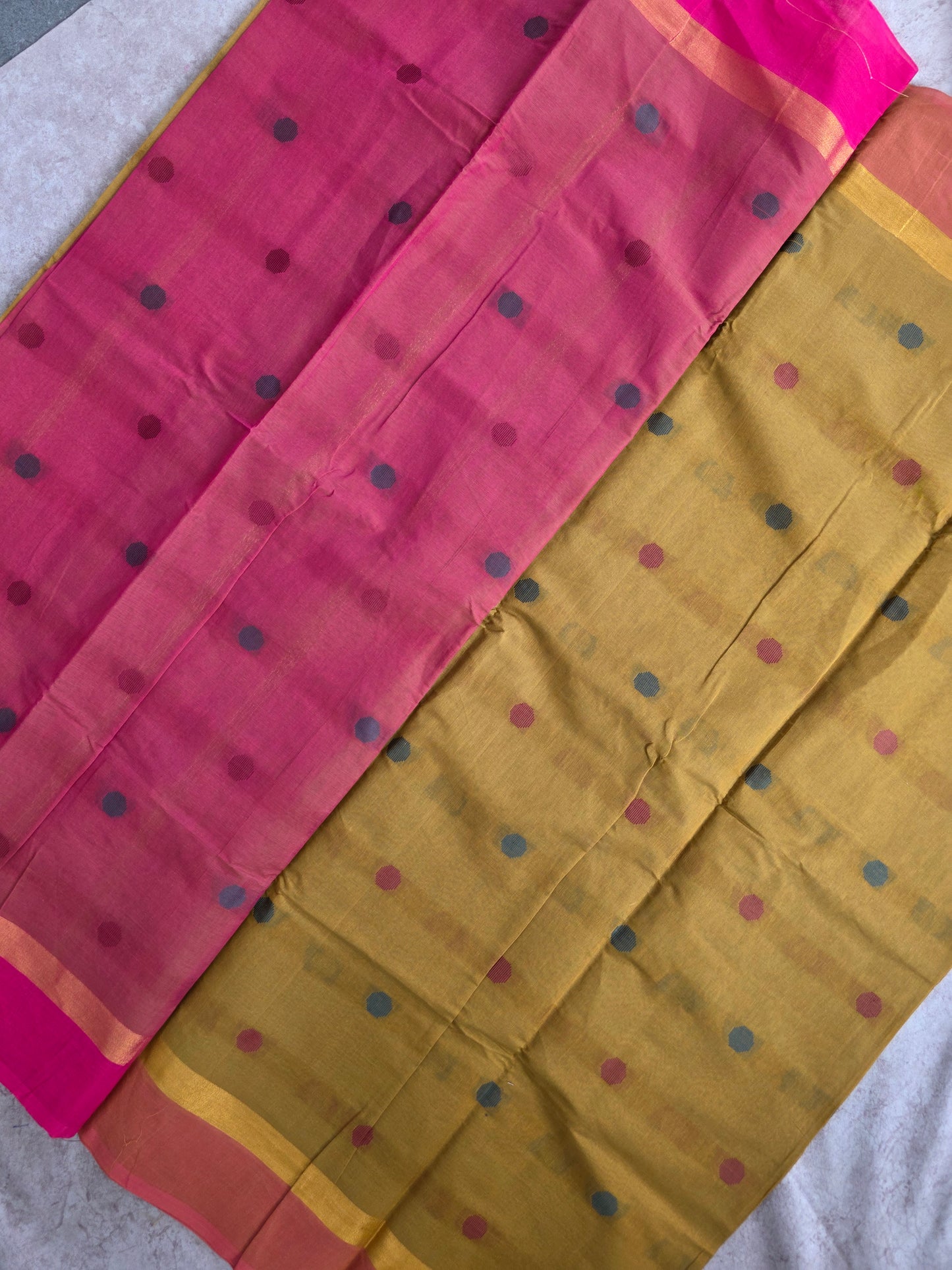 South cotton butta saree with zari border - MAA189