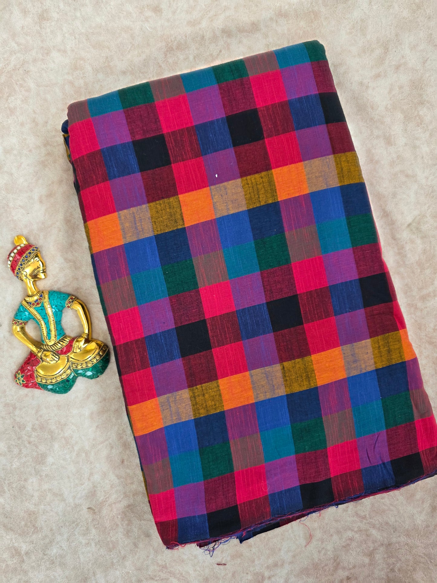 Madras kattam prewashed textured running material (2 inches*2 inches) - MD63