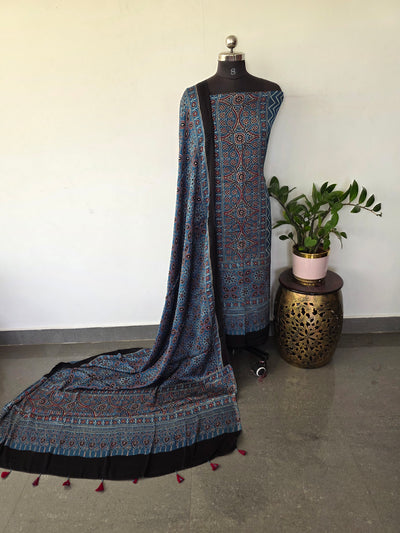 Handcrafted ajrakh modal silk set - HZ185