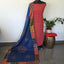Handcrafted ajrakh cotton top with applique cotton shawl - BAA22