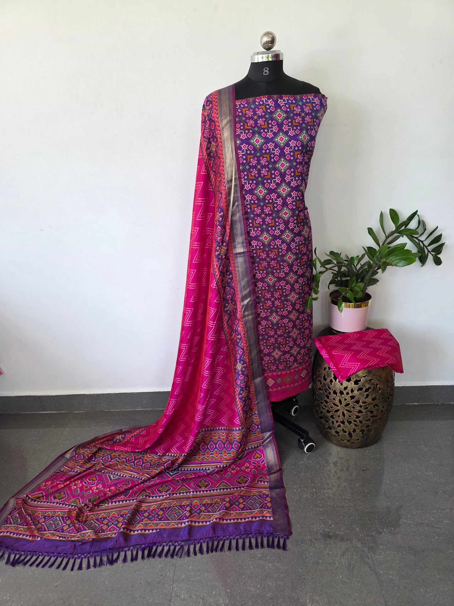 Premium semi Patola silk set - PK113