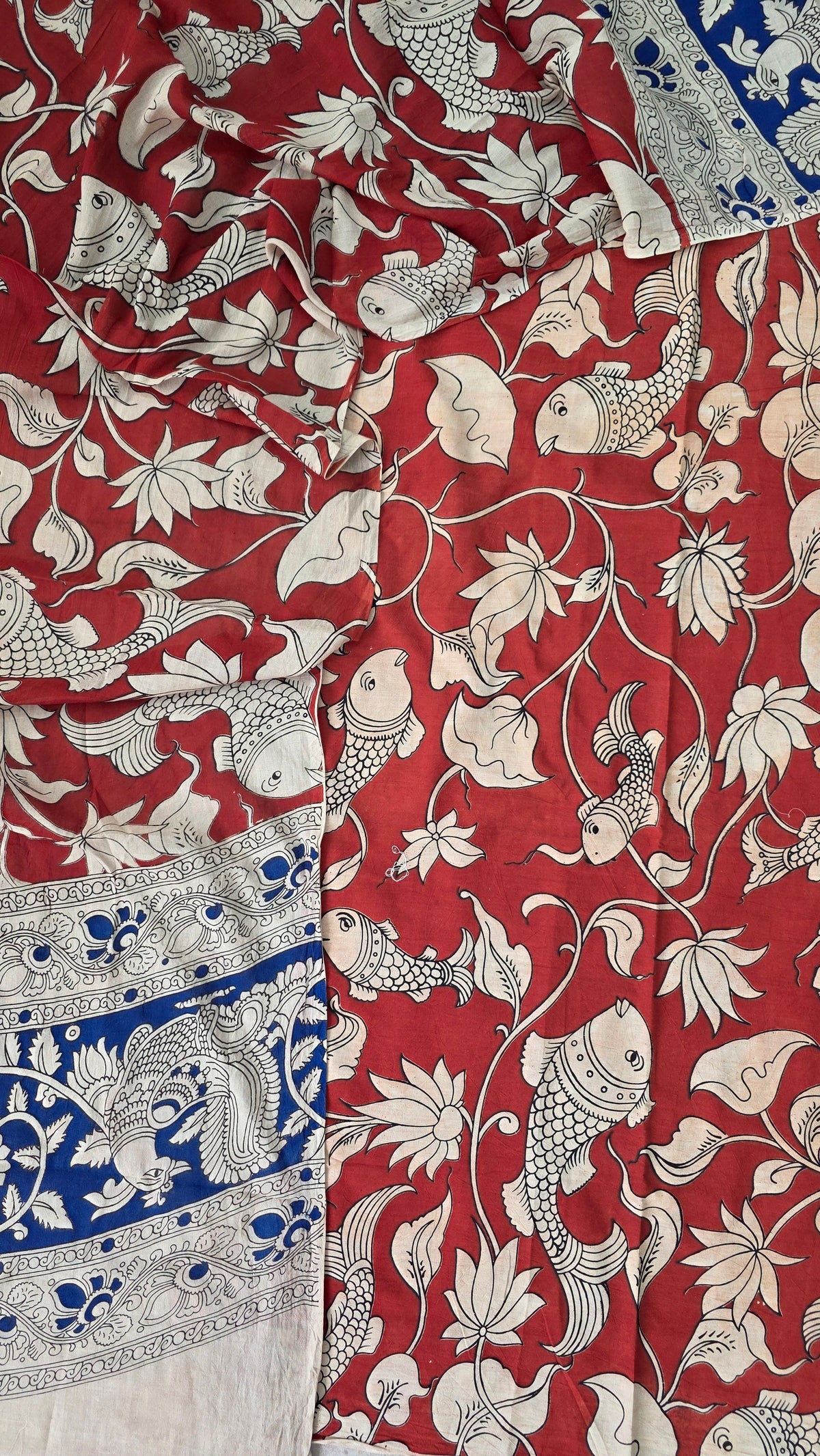 Handcrafted pure kalamkari cotton (2 pcs)(Red)set -AK566