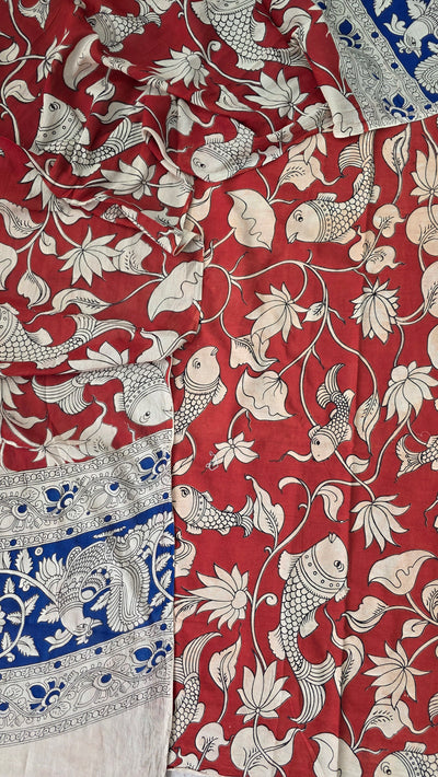 Handcrafted pure kalamkari cotton (2 pcs)(Red)set -AK566