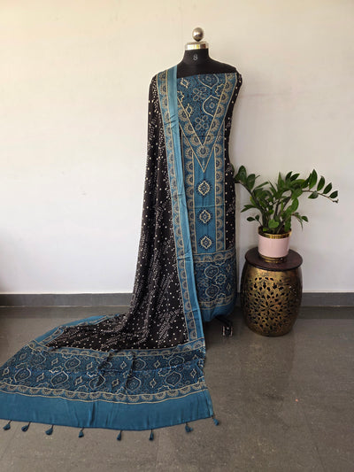 Handcrafted ajrakh modal silk set - HZ230