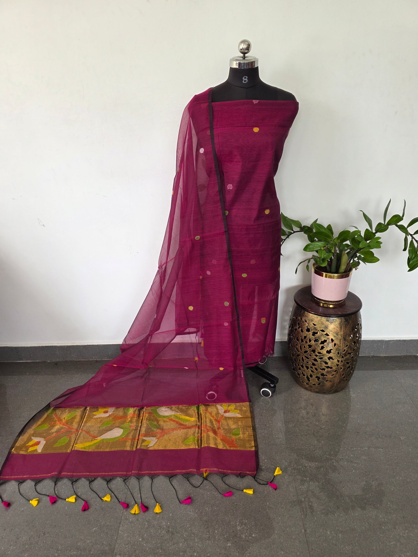 Handloom muslin paithani jamdhani set - JMM358