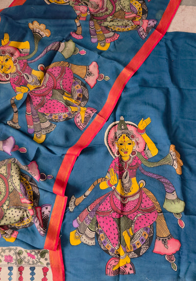 Handcrafted Kalahasthi Penkalamkari bangalore silk set - KH98