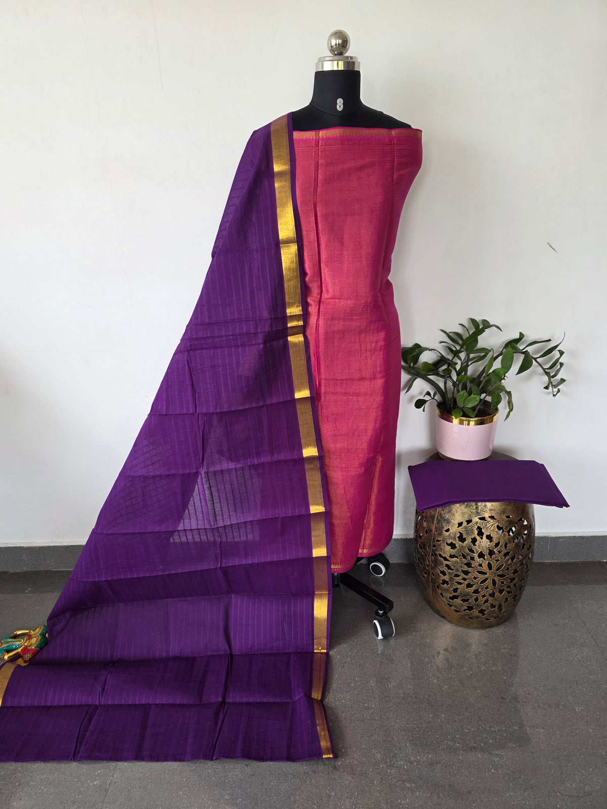 Madurai sungudi Tissue zari vari salwar set -MS115