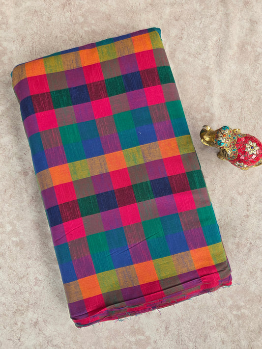 Madras kattam prewashed textured running material (1 mtr) - MD27 (2 inches*2 inches)