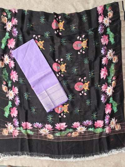 Handloom mangalagiri silk top with pure mangalagiri digital silk shawl - ML61