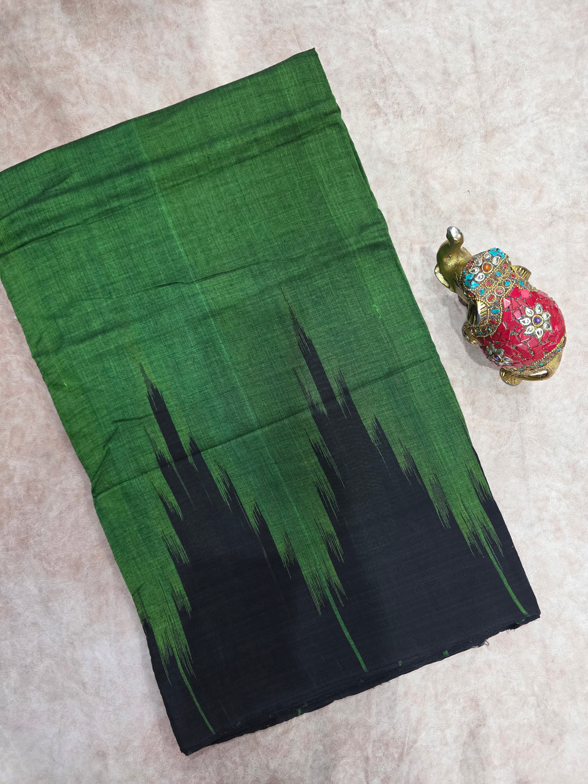 Konark ikkat soft cotton temple border saree - WW227