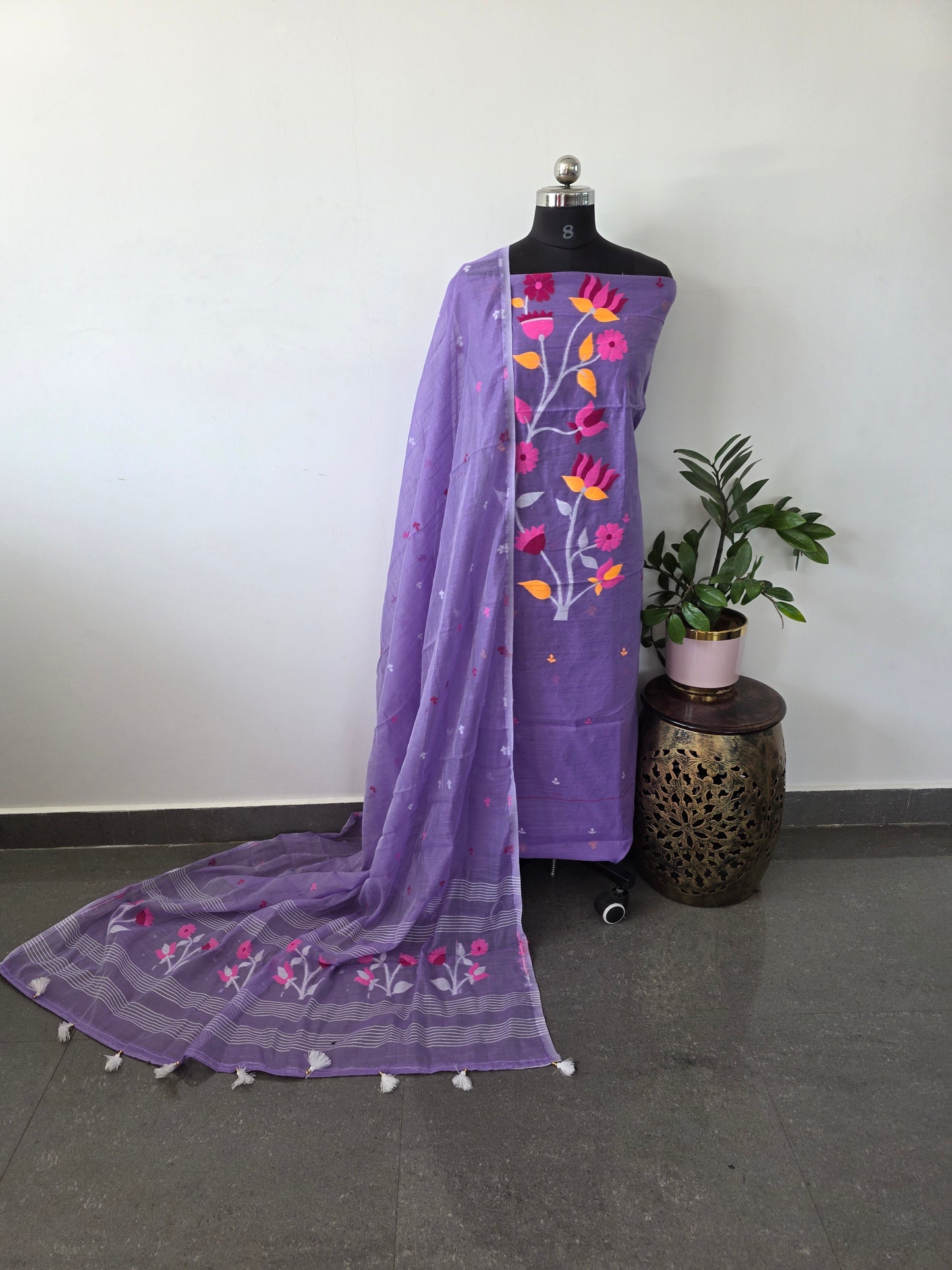 Premium silk cotton jamdhani set - AV68