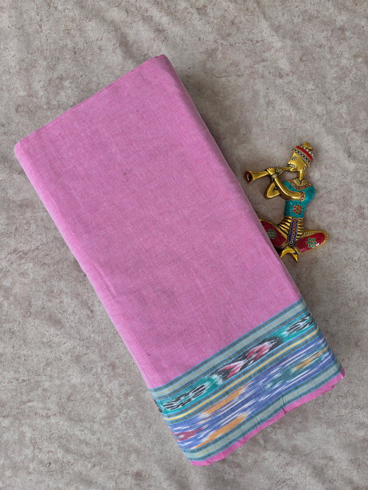 Pure handloom cotton with Pochampally border running material (0.5 mtrs) - HRM108