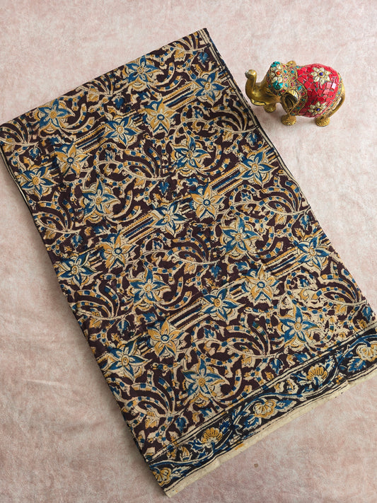 Handblock pure kalamkari cotton saree - HZ6