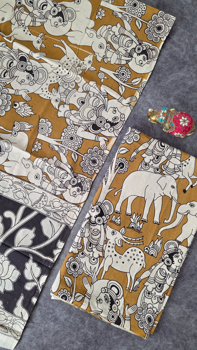 Pure Kalamkari Cotton Salwar Set (2.5 Metres) - Ak371