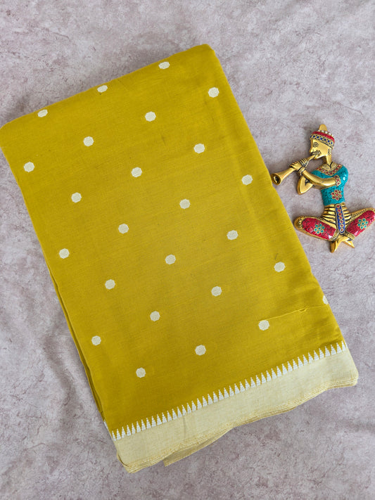 Prewashed Pure handloom cotton running material ( 0.5 mtrs ) - HRM113