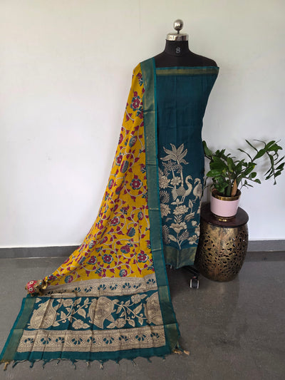 Kanchi border chennuri kalamkari  silk set - AK425