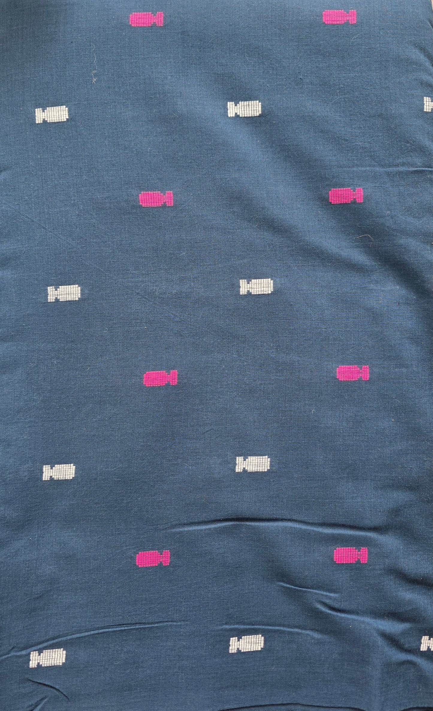 Mercerised cords pure handloom cotton running material ( 5 mtrs ) - blue