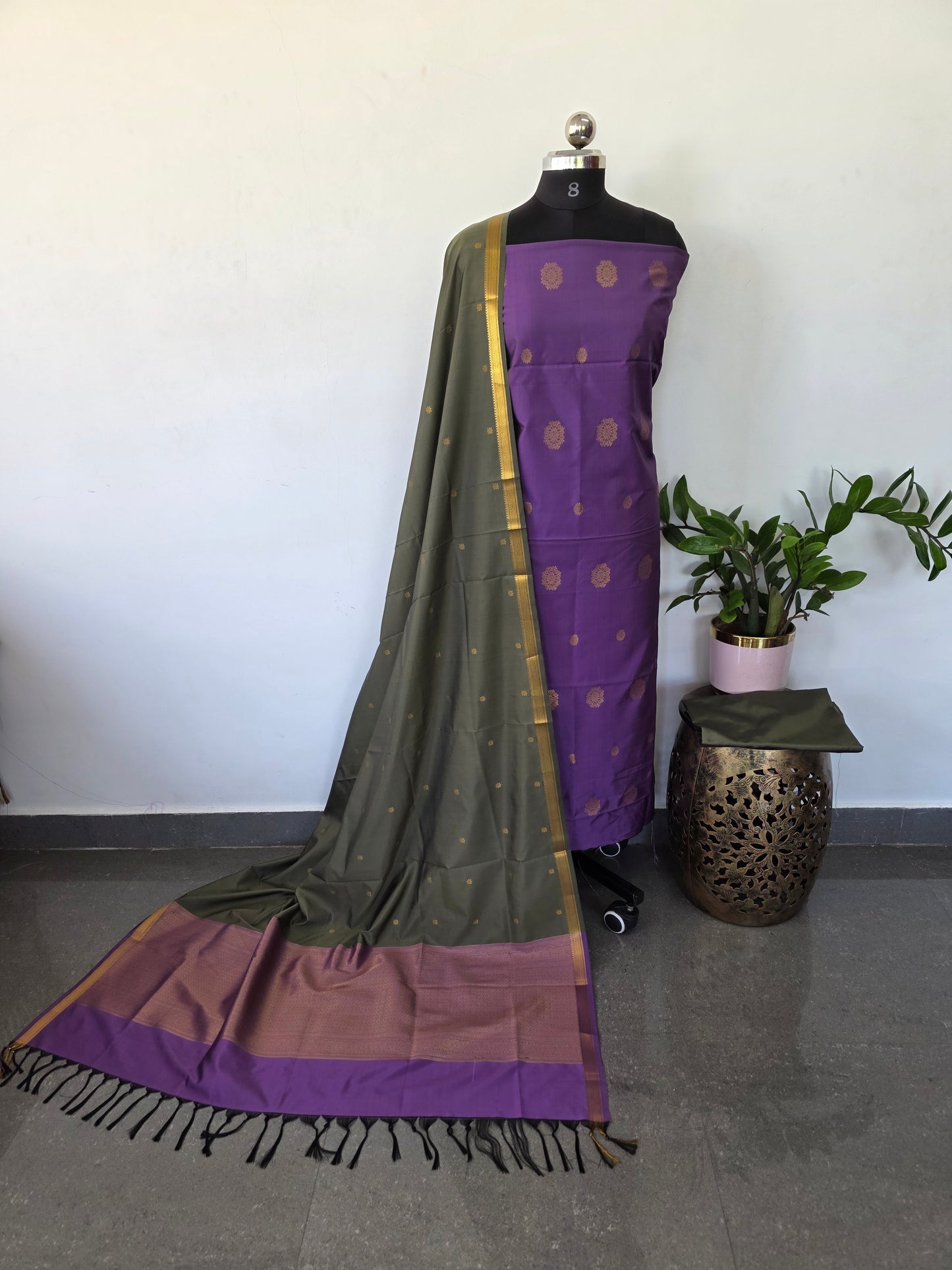 Kanchivaram semi softsilk salwar set - KS40