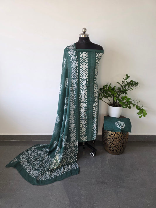 Kantha batik cotton set - green