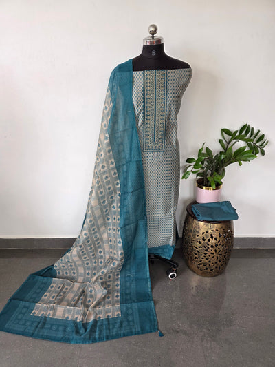 Premium silk cotton with embroidery neck work salwar set - CLA321