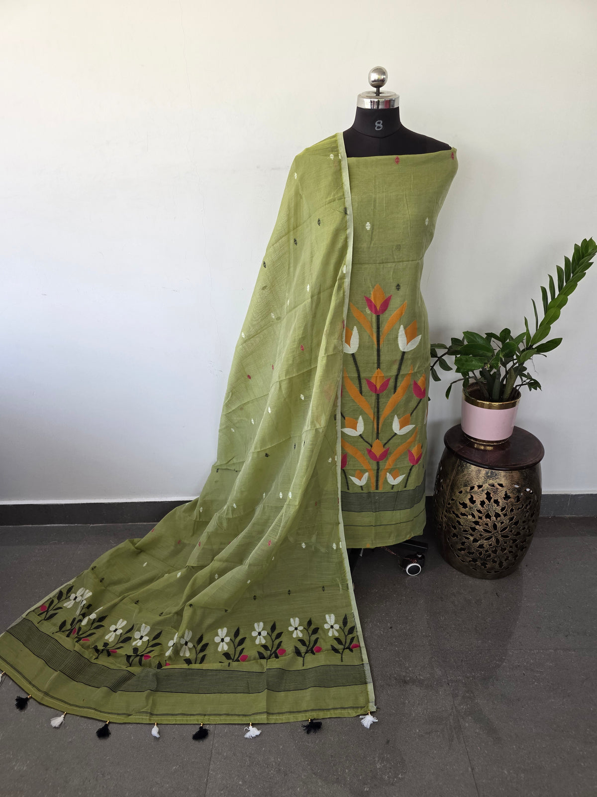 west bengal Silk cotton jamdhani set  - AV248