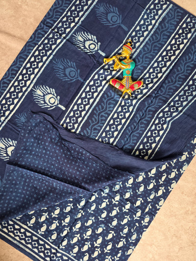 Handblock Jaipuri pure cotton saree - JA503
