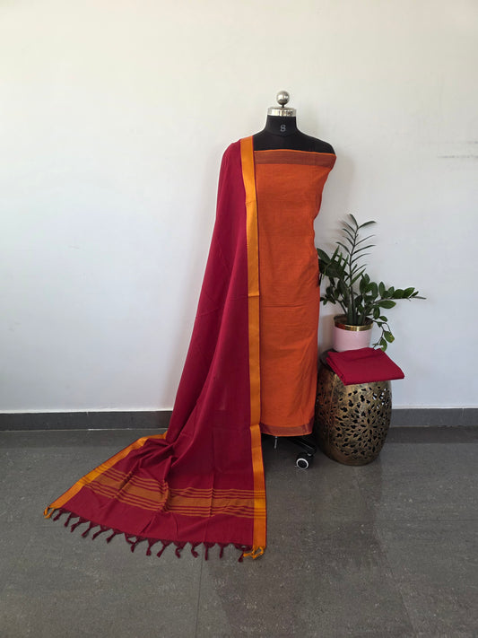 Handloom cotton with mangalagiri border - HH5