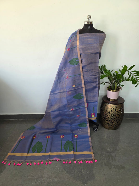 Premium tissue handloom jamdhani set  - JMM277