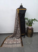 Earth & Loom - Mangalagiri cotton top with chennuri handblock kalamkari silk shawl (black)- MK25