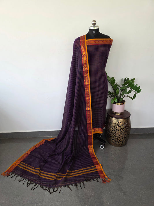 Mercerised checked narayanapet salwar set (4.5 meters)- NA156